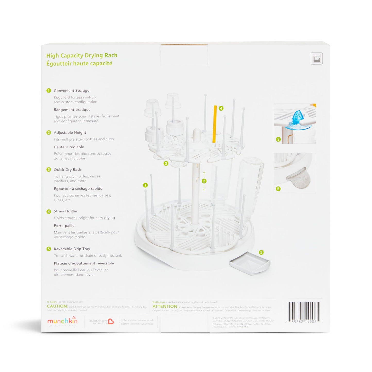 Clean kitchen countertop with Munchkin high capacity rack