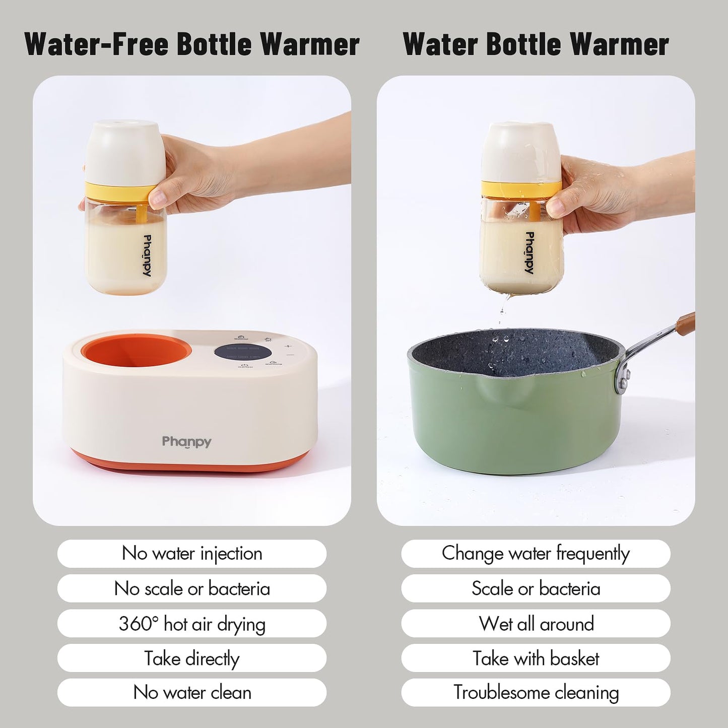 Packaging and included accessories of Phanpy water-free bottle warmer