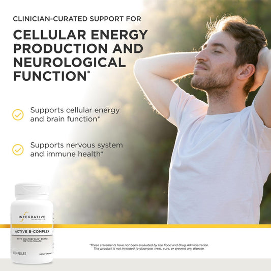 Integrative Therapeutics Active B Complex supplement facts panel detailing active B vitamins and Quatrefolic brand methylfolate
