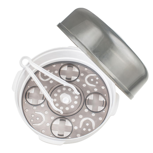 Dr. Brown's sterilizer tray holding baby bottles