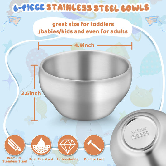 TeamFar 12 fluid ounce insulated metal bowls for toddlers
