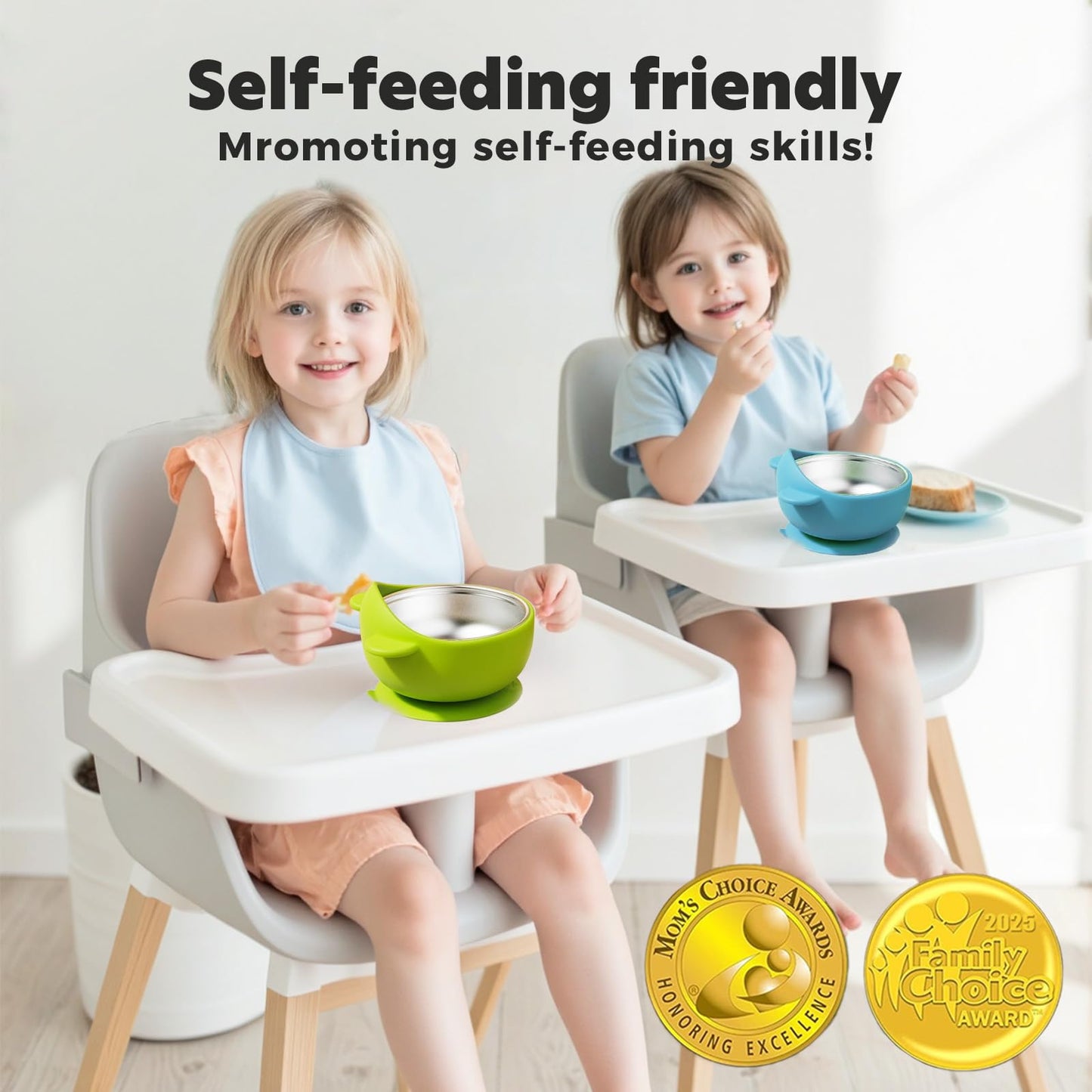 Bantropolis baby feeding bowl set for weaning and self-feeding