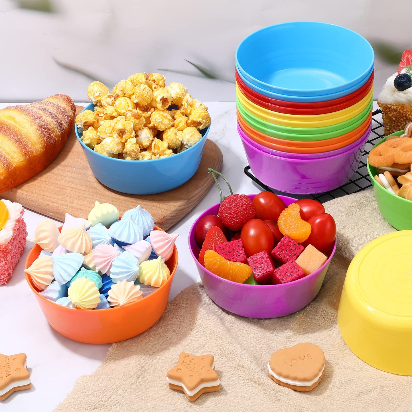 Compact stackable kids bowls for kitchen storage