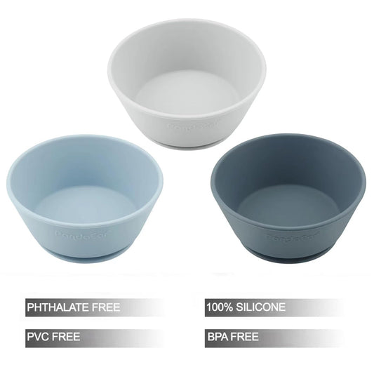 PandaEar silicone baby bowls showing suction base detail