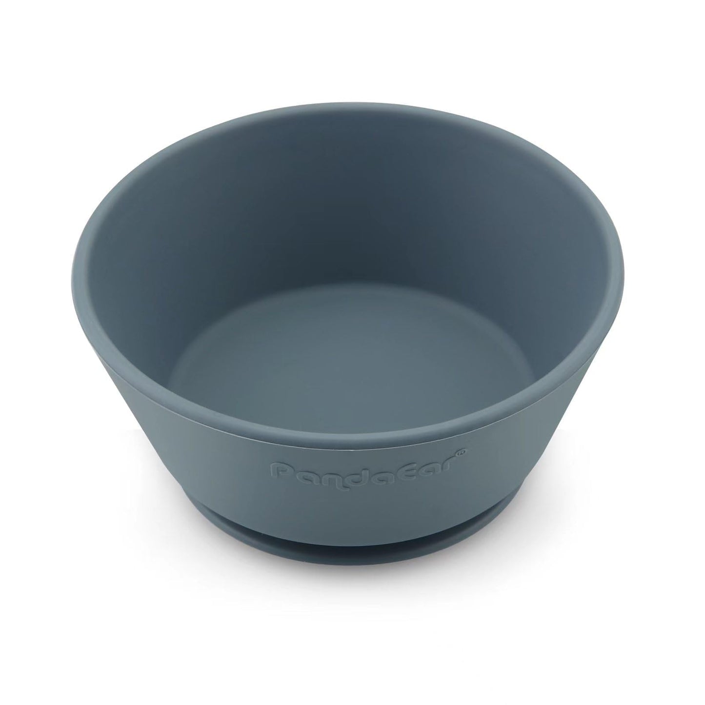 Three pack PandaEar baby suction bowls in blue and gray colors