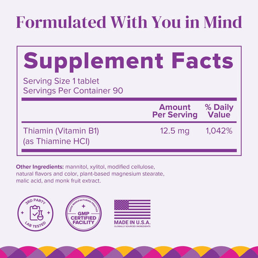 BariMelts Thiamine 12.5 Milligrams sugar free supplement nutrition facts label