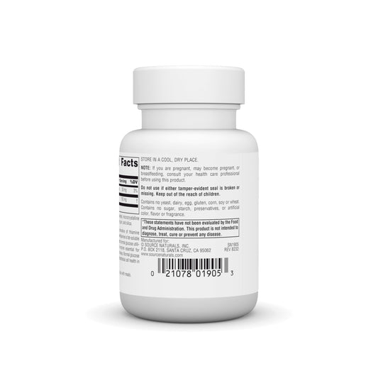 Source Naturals Vitamin B1 fat soluble supplement supplement facts label
