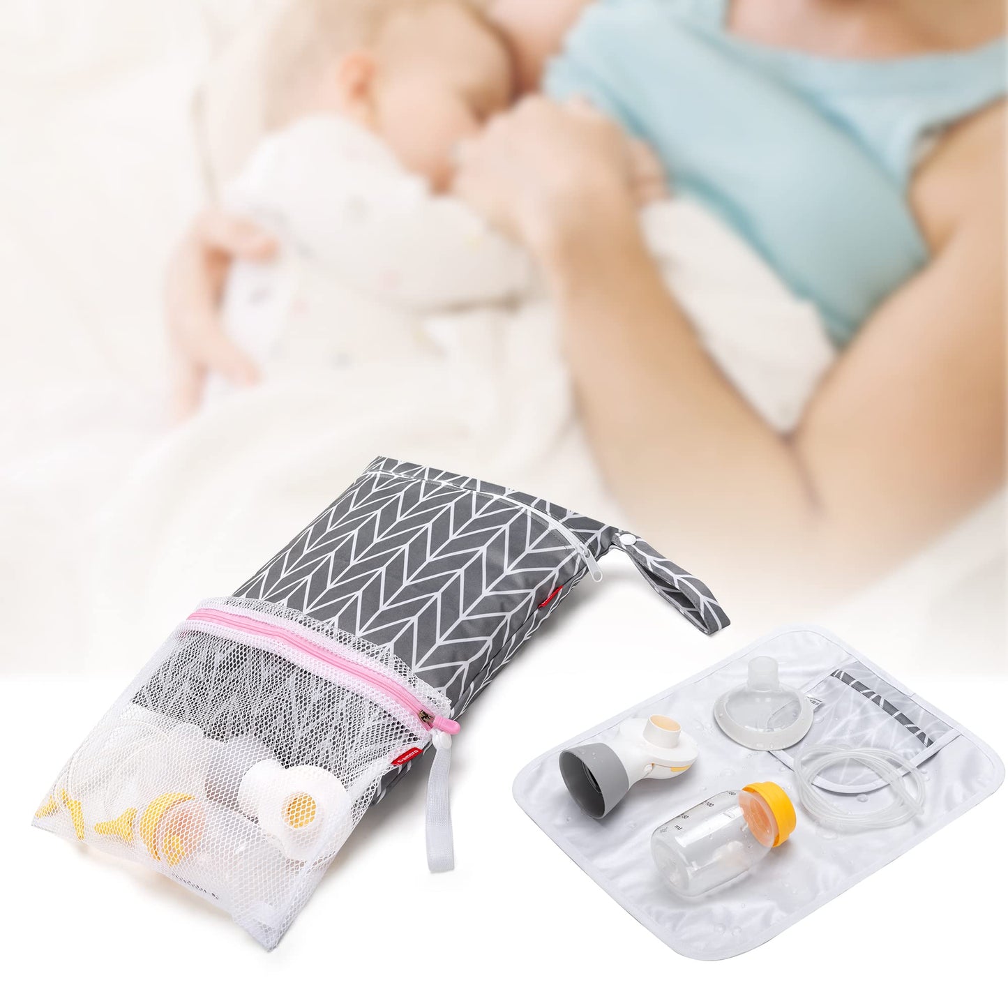 Damero multi purpose diaper bag filled with baby essentials