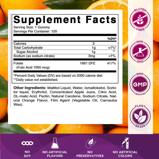Vitamatic prenatal Vitamin B9 sugar free supplement label details