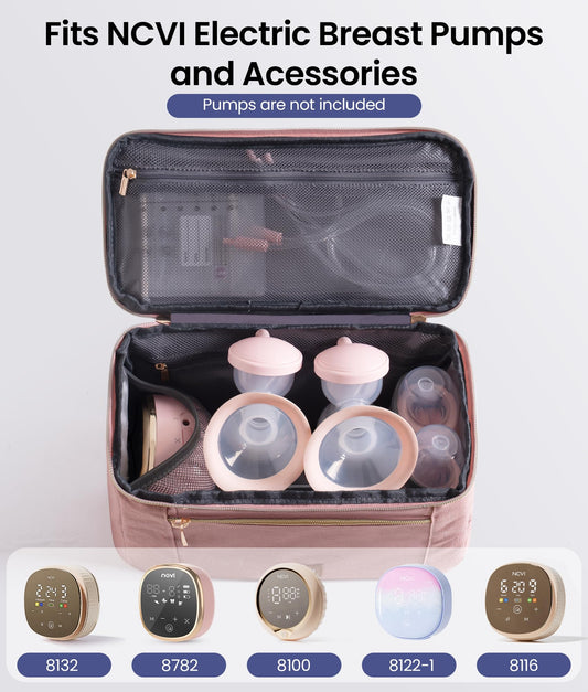 NCVI breast pump carrying case showcasing the large capacity interior compartments.