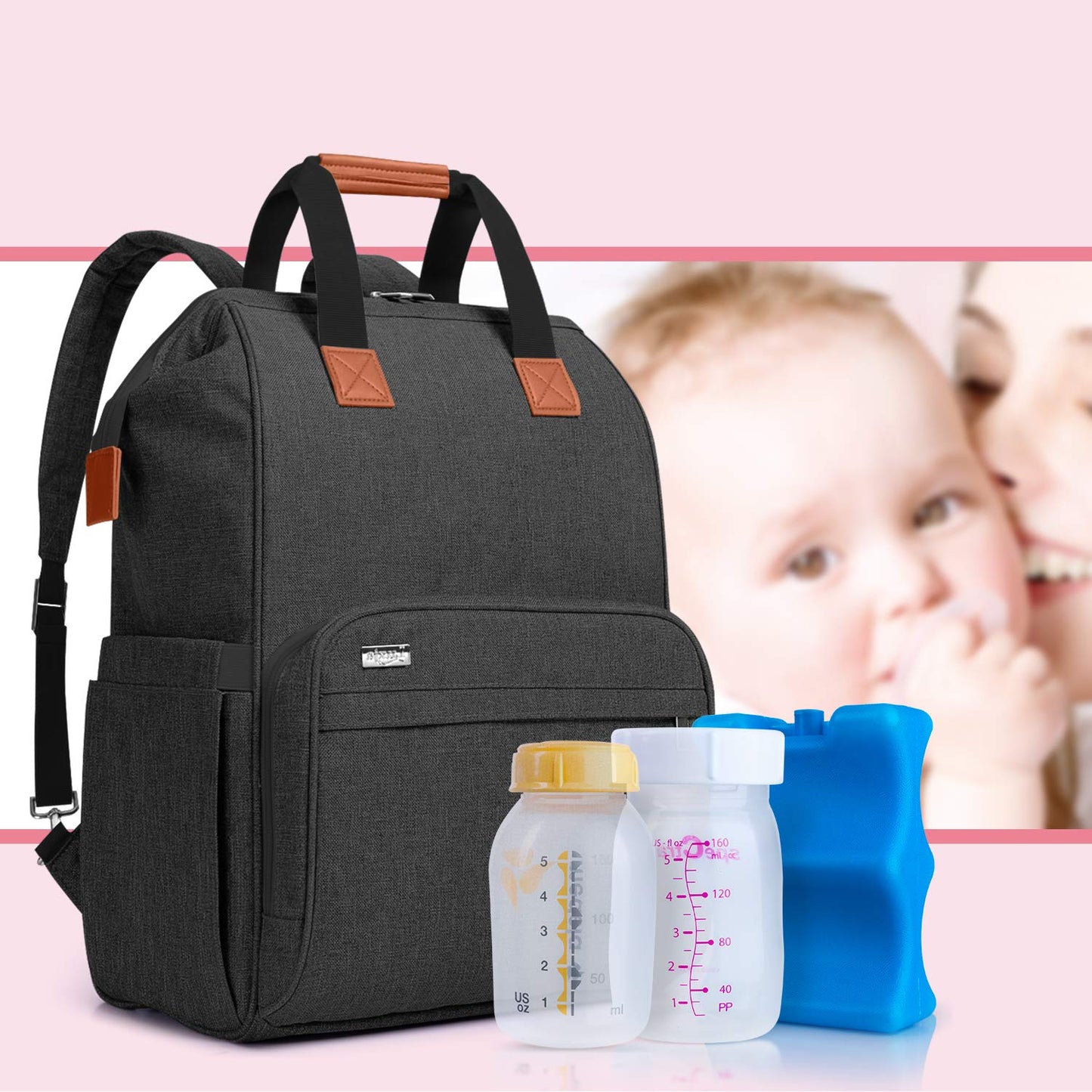 Luxja water resistant breast pump backpack worn as a professional tote.