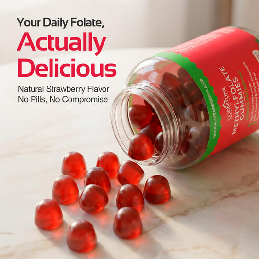 CogniTune L-Methylfolate 5-MTHF strawberry gummies premium dietary supplement packaging