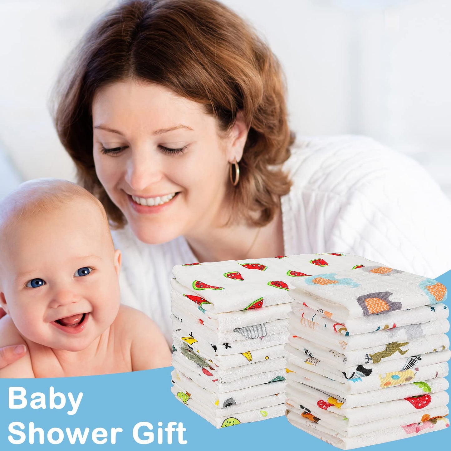 Baby care muslin cloth set in packaging
