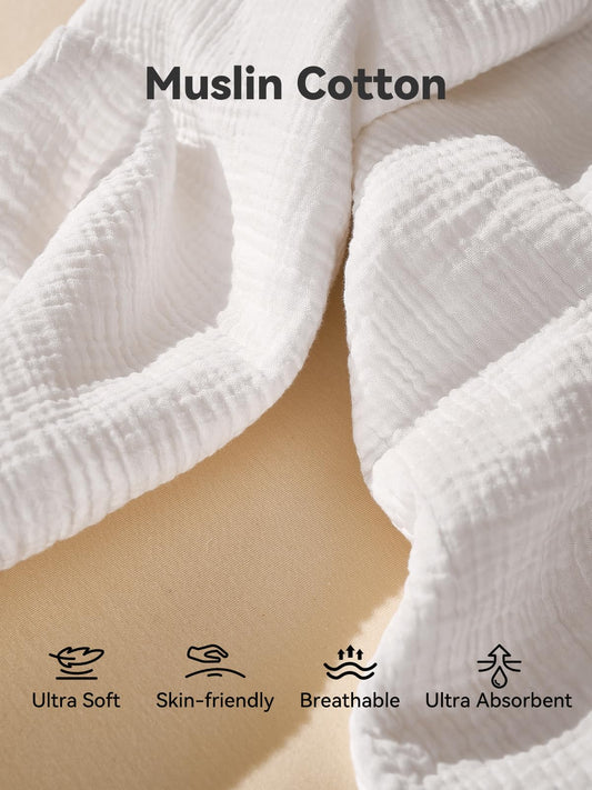 Six-layer absorbent cotton baby burping cloth unfolded to display the large dimension coverage