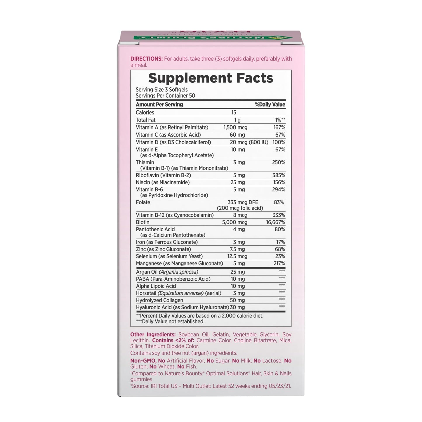 Nature's Bounty Advanced Hair Skin and Nails authentic bottle packaging close up