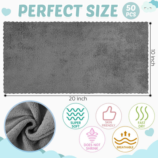 Detailed texture of Newwiee gray and white coral fleece burp cloth