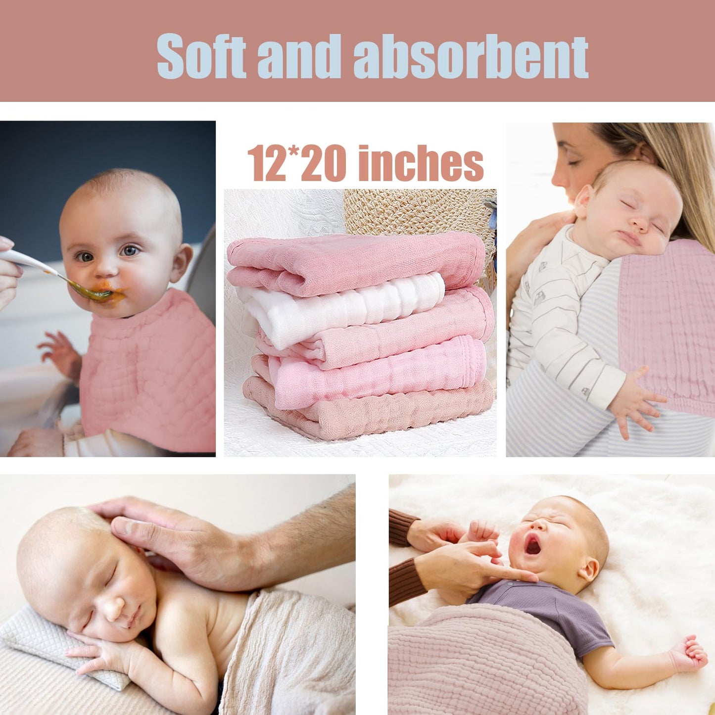 SnugOre multi use newborn burp cloths displayed together to showcase the full set contents.