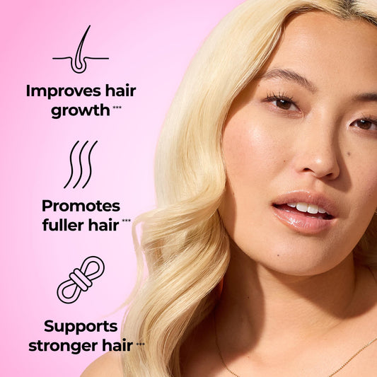 HUM Hair Strong 60 vegan strawberry flavored gummies for thicker hair