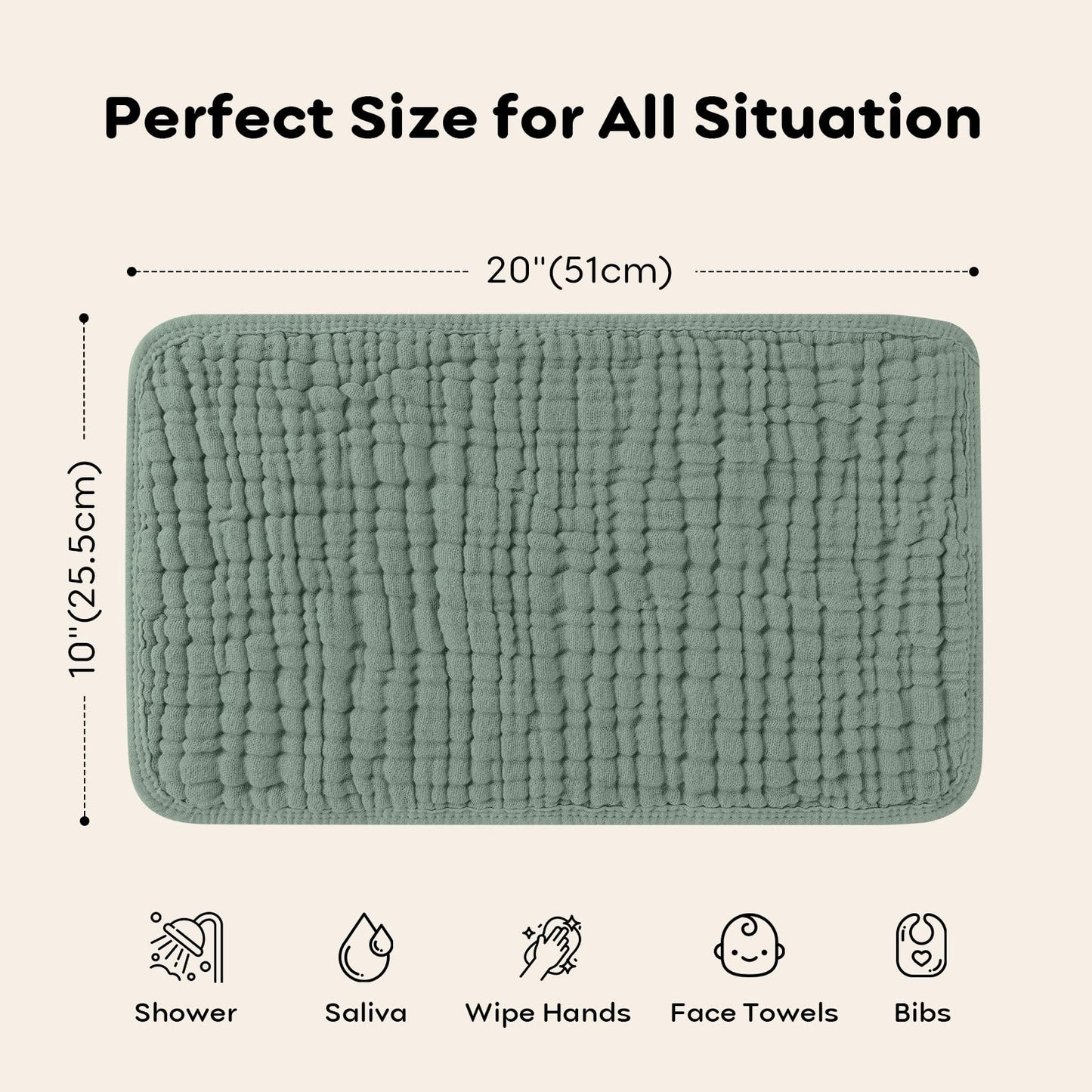 Looxii soft dark green muslin cloths for baby shower gift