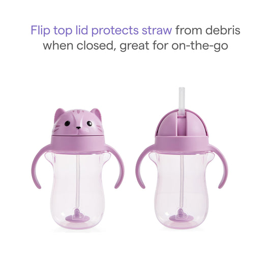Munchkin cat design transition cup with weighted straw feature