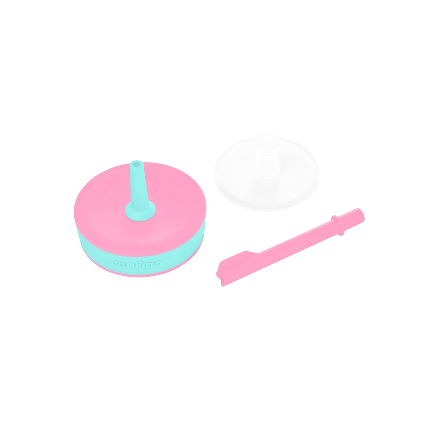Contigo Leighton kids hydration set top angle view highlighting the easy one handed straw design