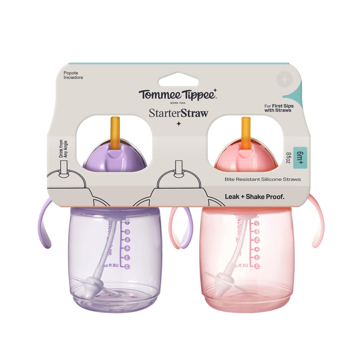 Tommee Tippee leak-proof straw cup packaging and contents