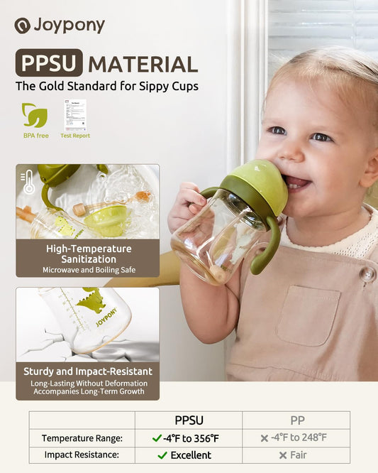 Joypony transition cup with weighted straw and handles