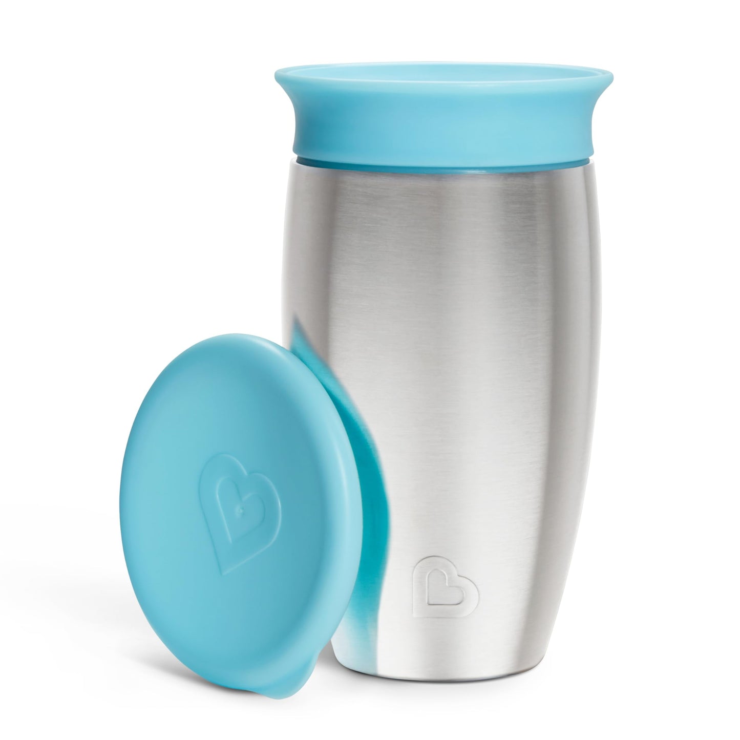 BPA-free authentic Munchkin Miracle 360 insulated toddler cup in vibrant blue color.