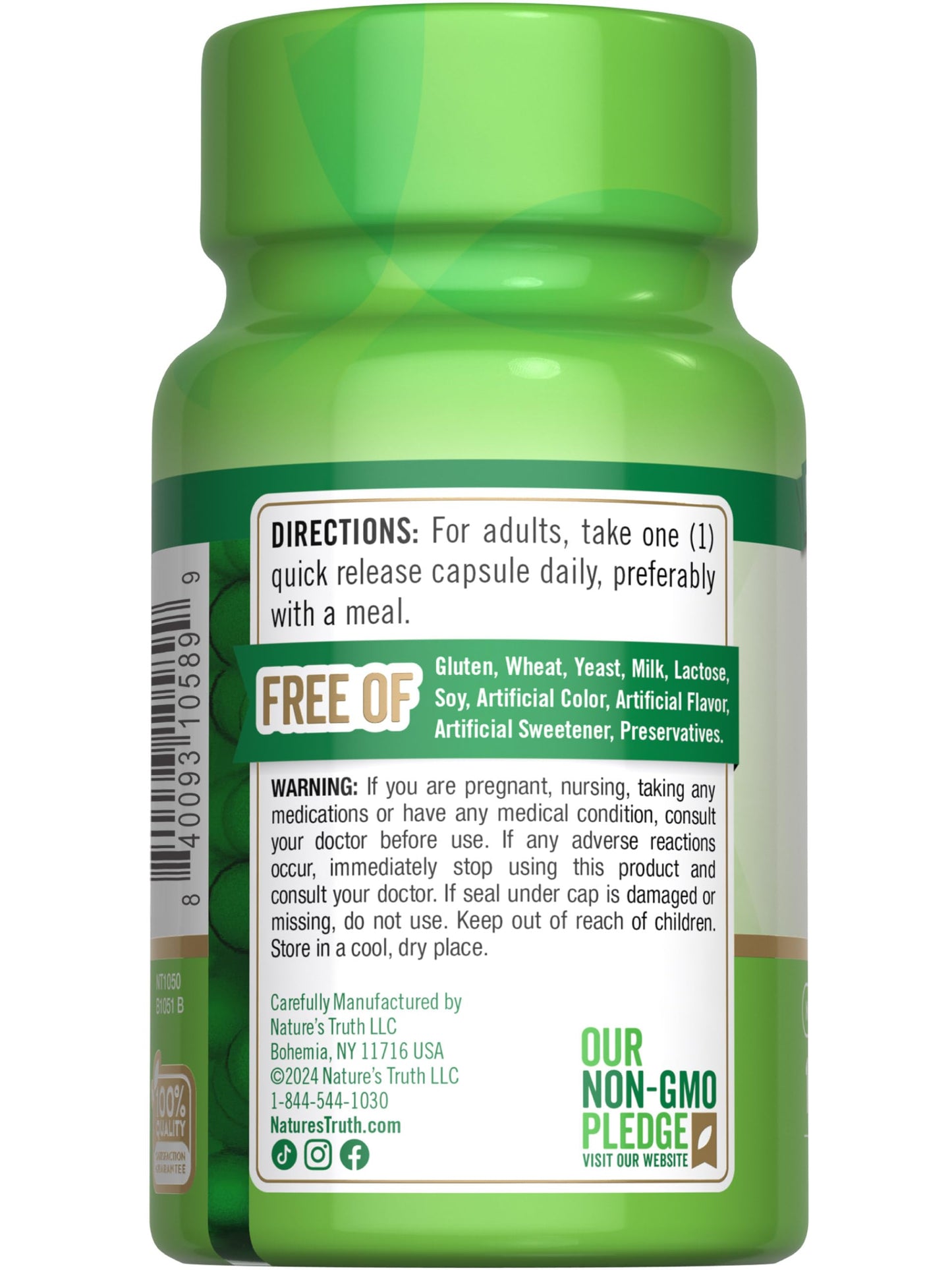 Gluten free energy metabolism supplement bottle secure packaging seal