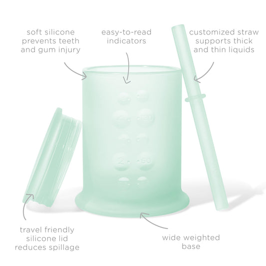 Olababy baby drinking cup showing weighted base stability feature