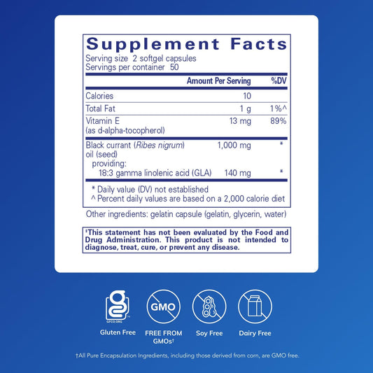 Pure Encapsulations Black Currant Seed Oil supplement label details