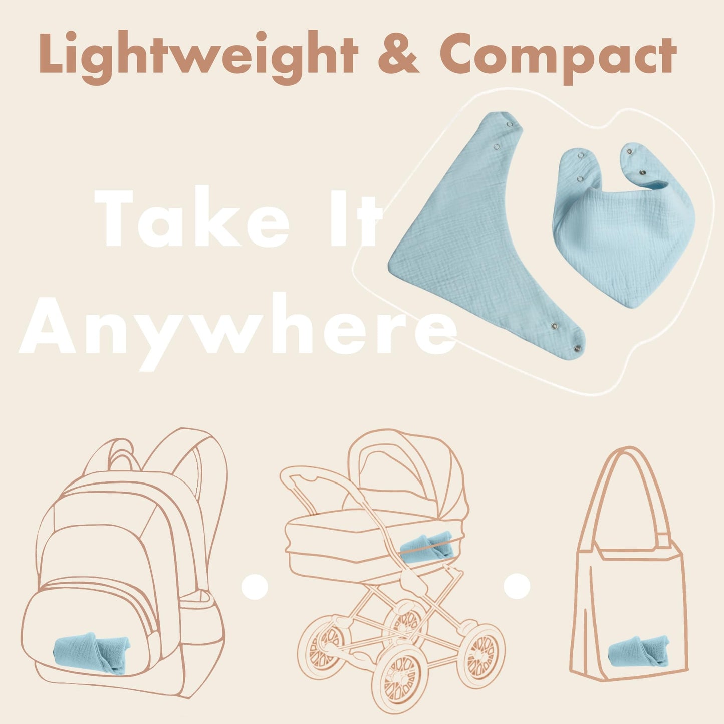 Adjustable snap closure detail on coorobin muslin baby bibs