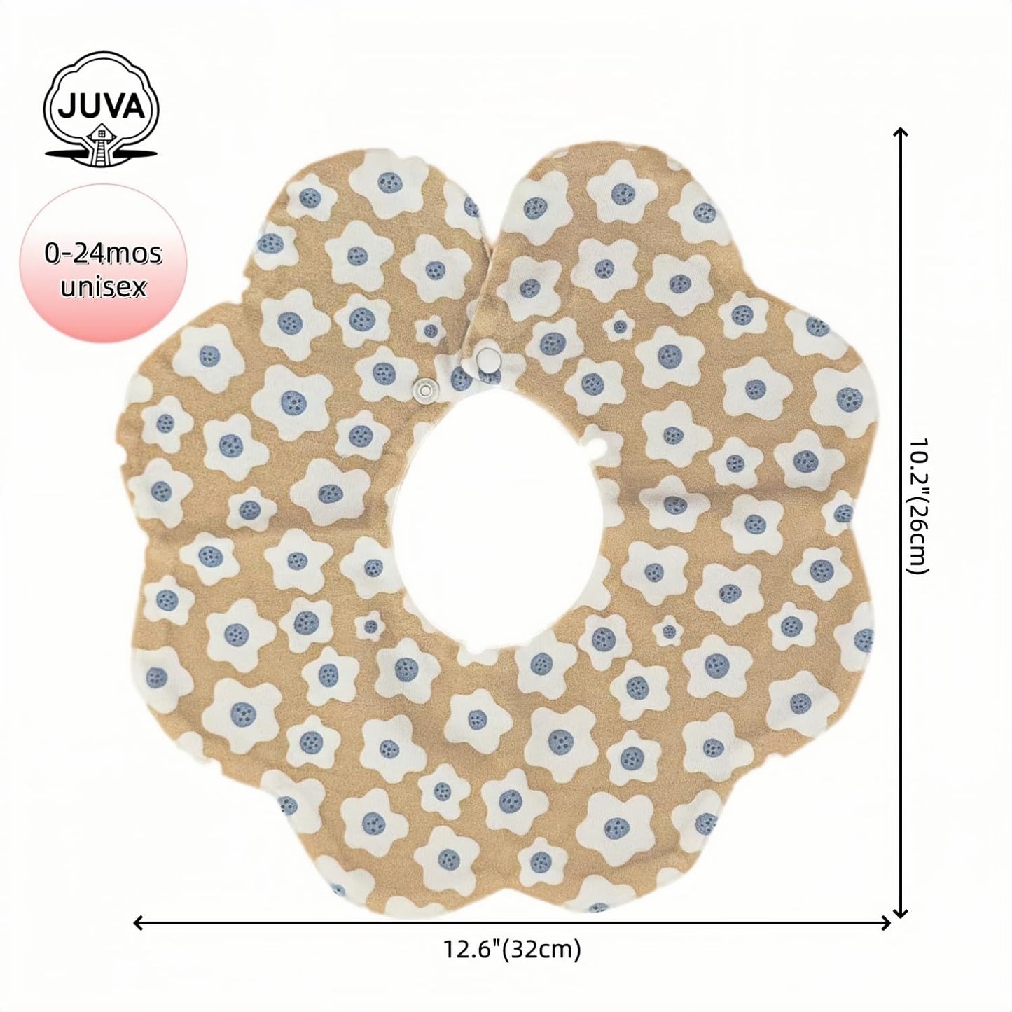 Juva soft absorbent petal shaped baby bibs close up