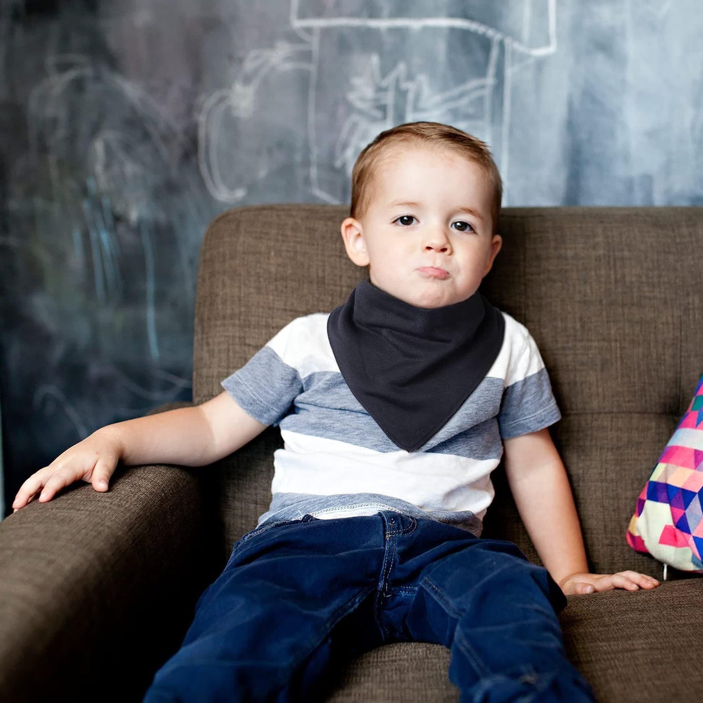 Adjustable snap closure detail on Baby Noah adult drool bibs