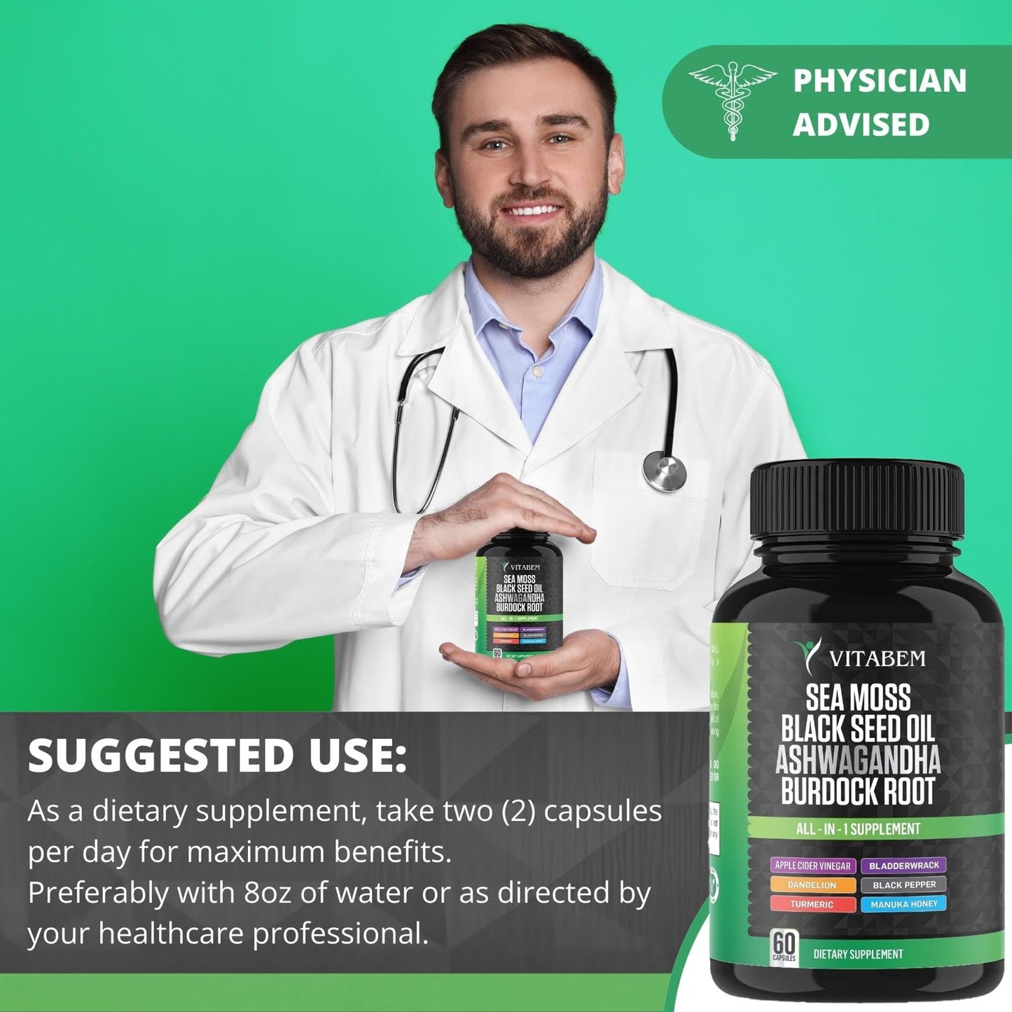 BIYODE Vitabem 60 capsules bottle displayed neatly showing the protective quality seal for premium imported safety.
