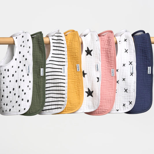 Gerber 8 pack baby bibs with adjustable snap closure
