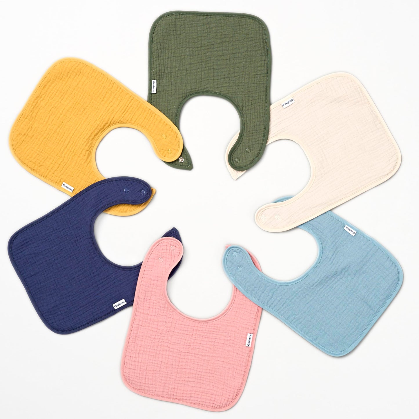 Close up of soft muslin cotton baby bib texture