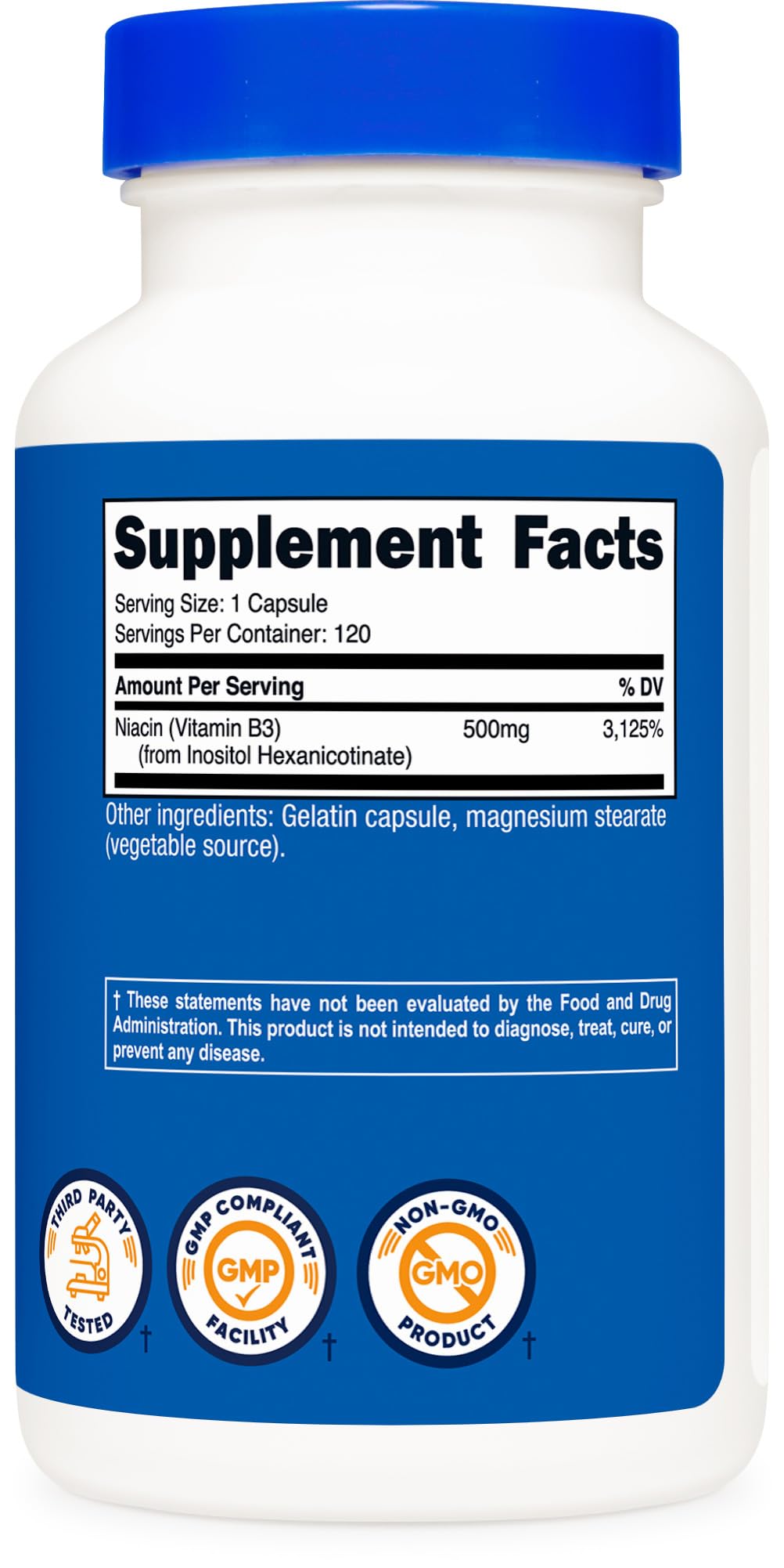 Nutricost daily Vitamin B3 metabolic support dietary supplement container top view