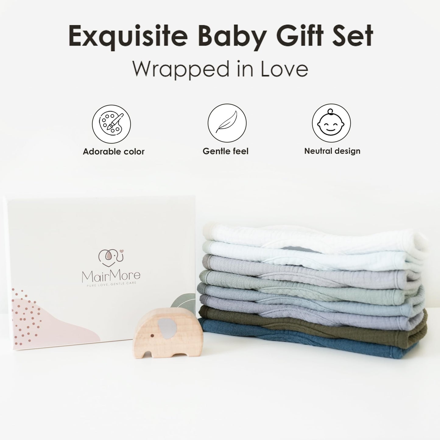 Mairmore unisex muslin bibs in neutral colors