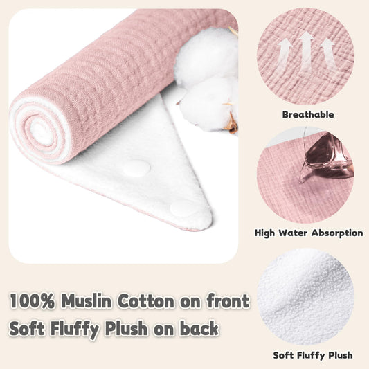 Soft triangular muslin baby bandana bibs with snap closure