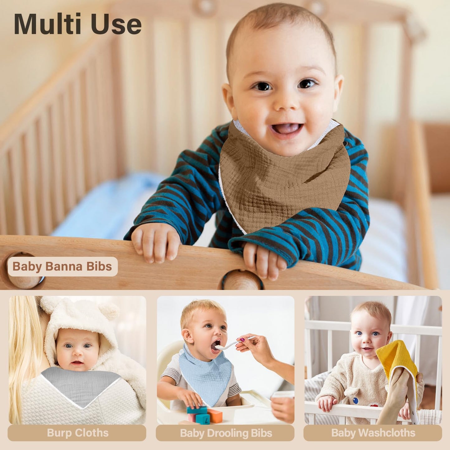 Nisxabebe infant teething bibs worn by baby