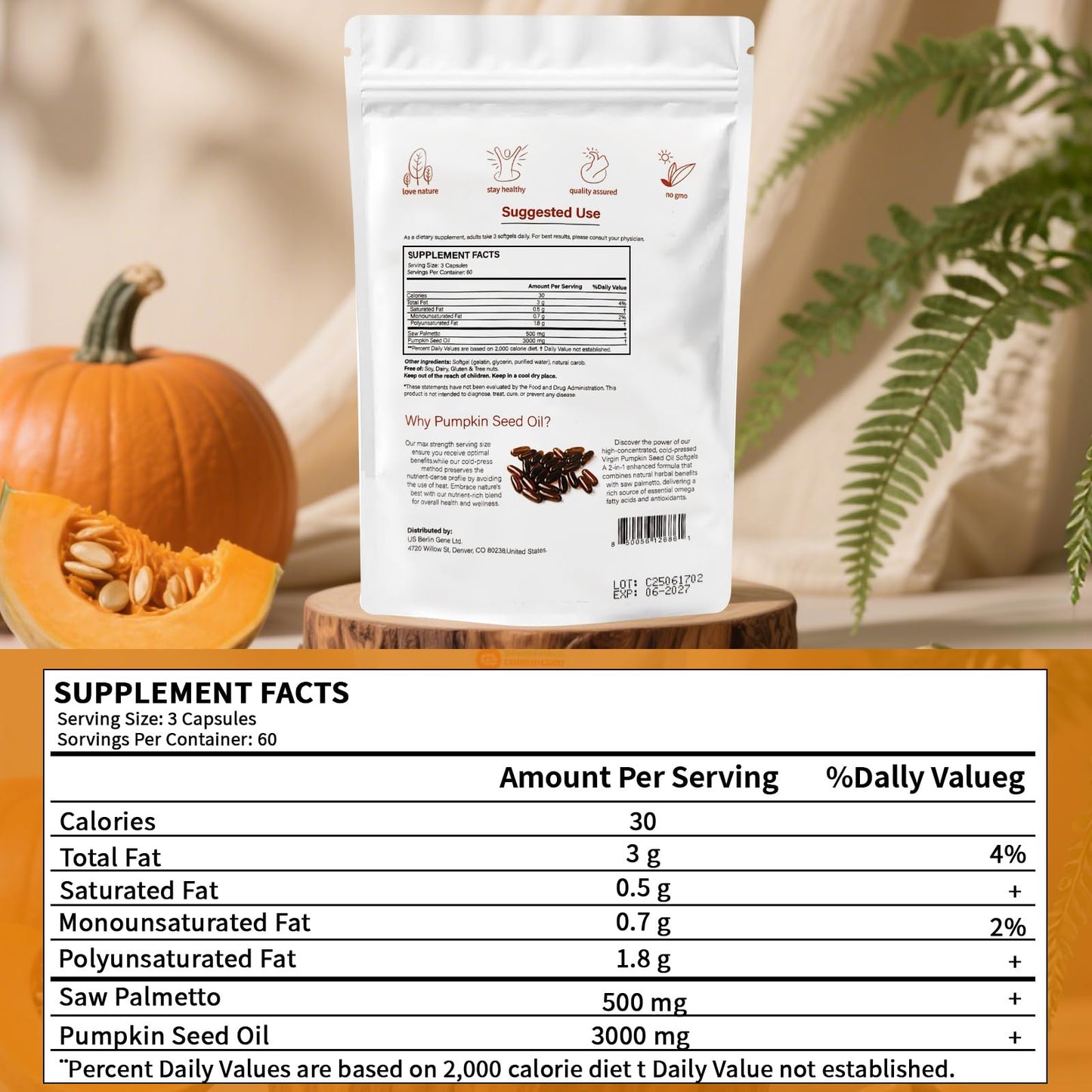 Authentic USA imported Merutin prostate and hair health supplement