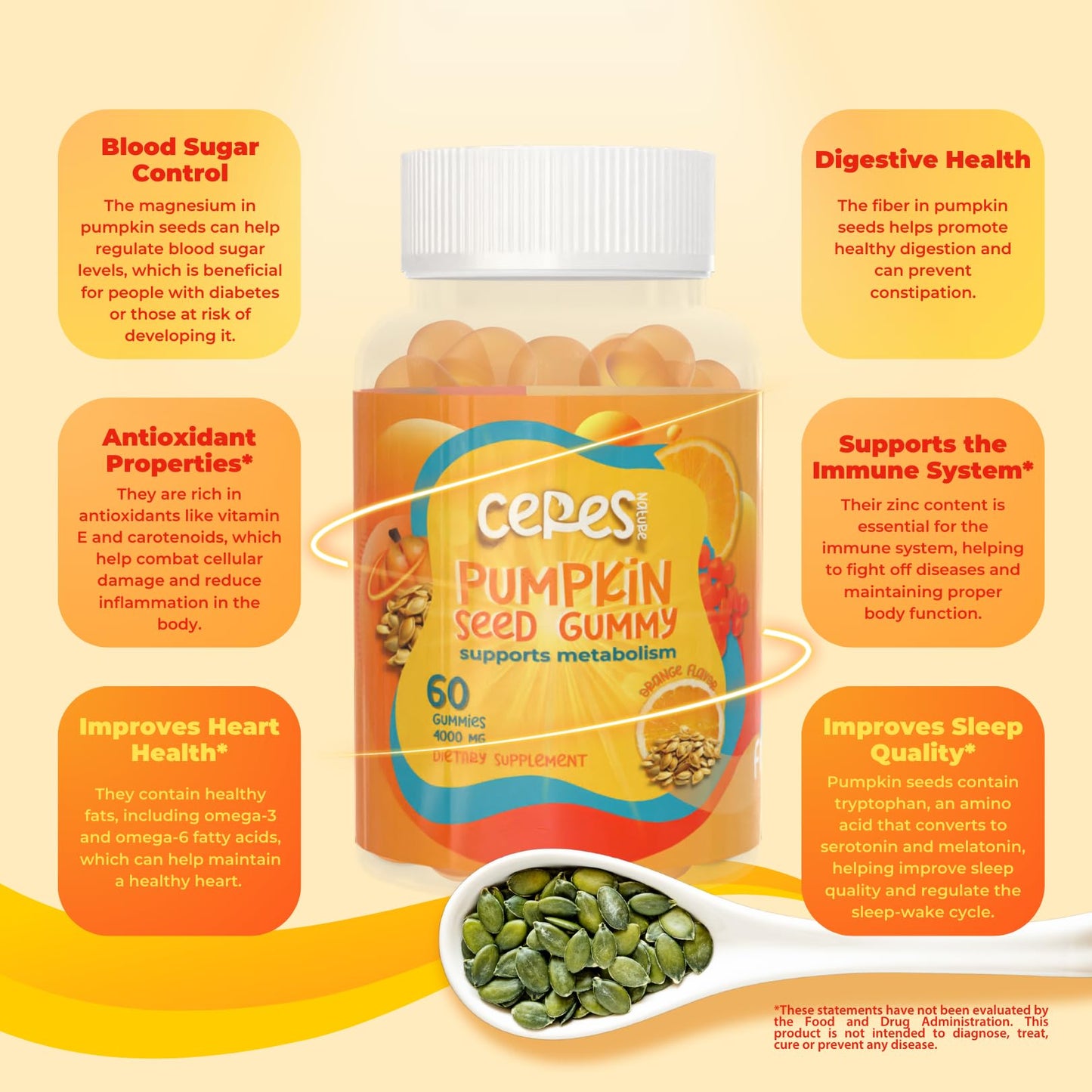 Ceres Nature 4000mg pumpkin seed oil gummies 60 count