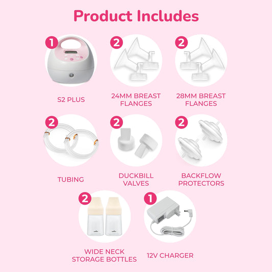 Spectra S2 Plus breast pump control panel and settings display