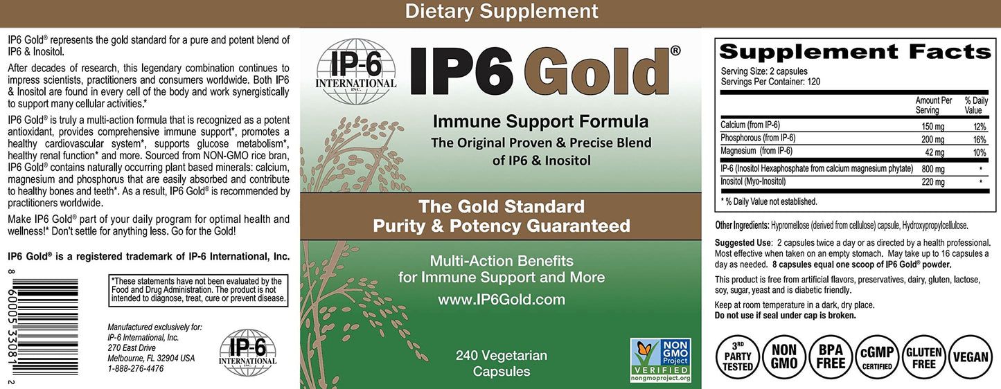 Close up of IP6 Gold vegetarian capsule packaging