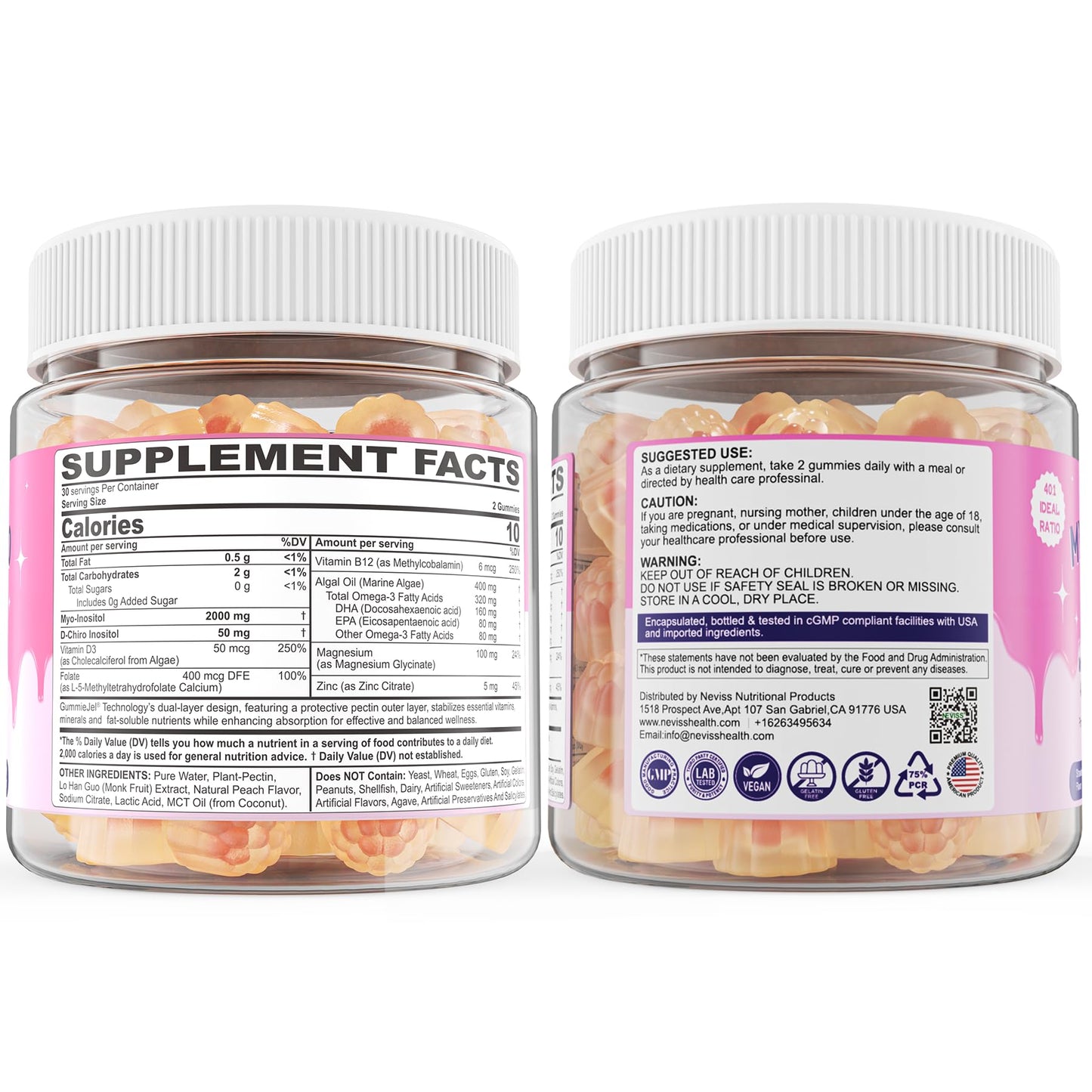 Authentic Neviss premium women supplement bottle sealing packaging and expiration date view