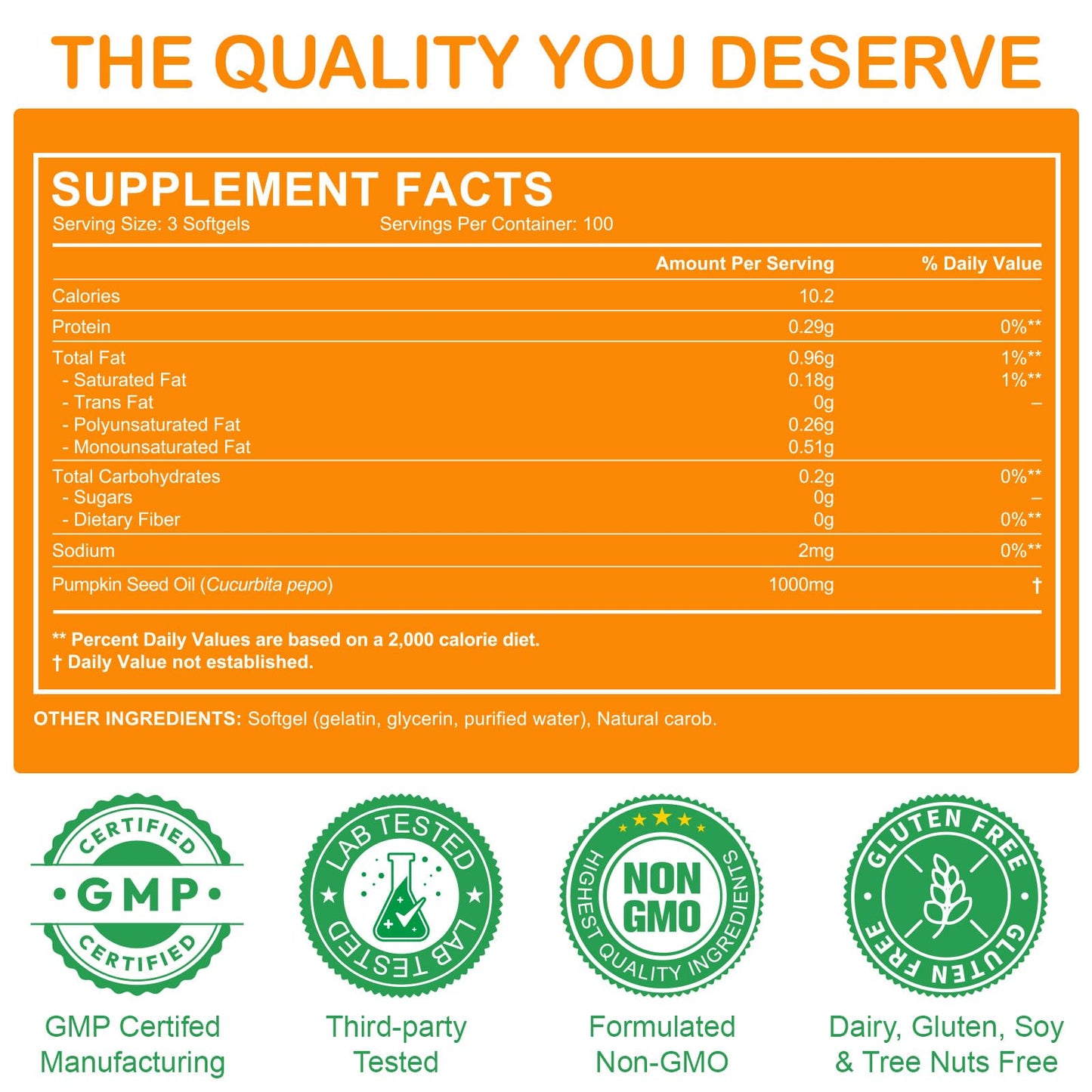 Premium imported Ztxlqarh pumpkin seed oil dietary supplement