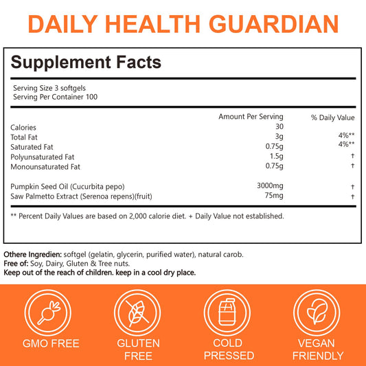 Esthfgpsv 3000mg pumpkin seed oil softgels supplement facts label