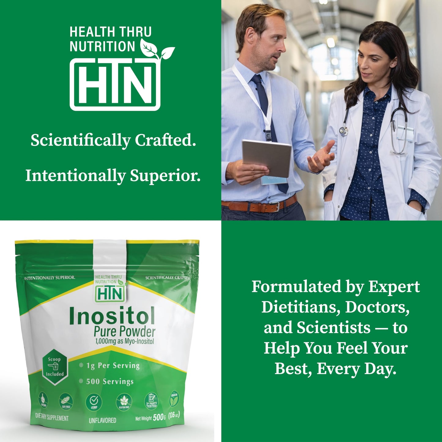 Health Thru Nutrition cGMP certified pure Myo Inositol pouch seal