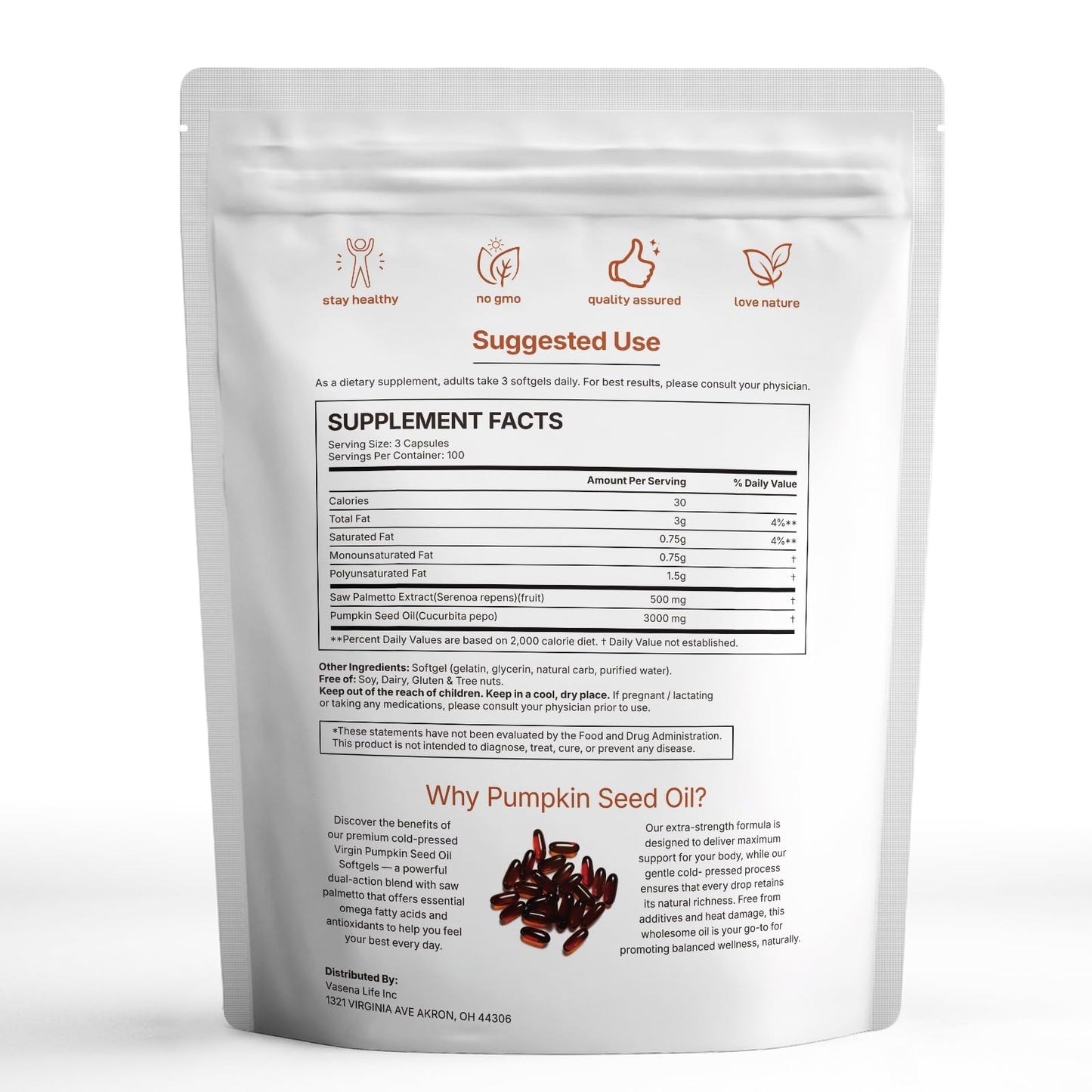 Non-GMO and gluten-free Fenolutra pumpkin seed oil softgels